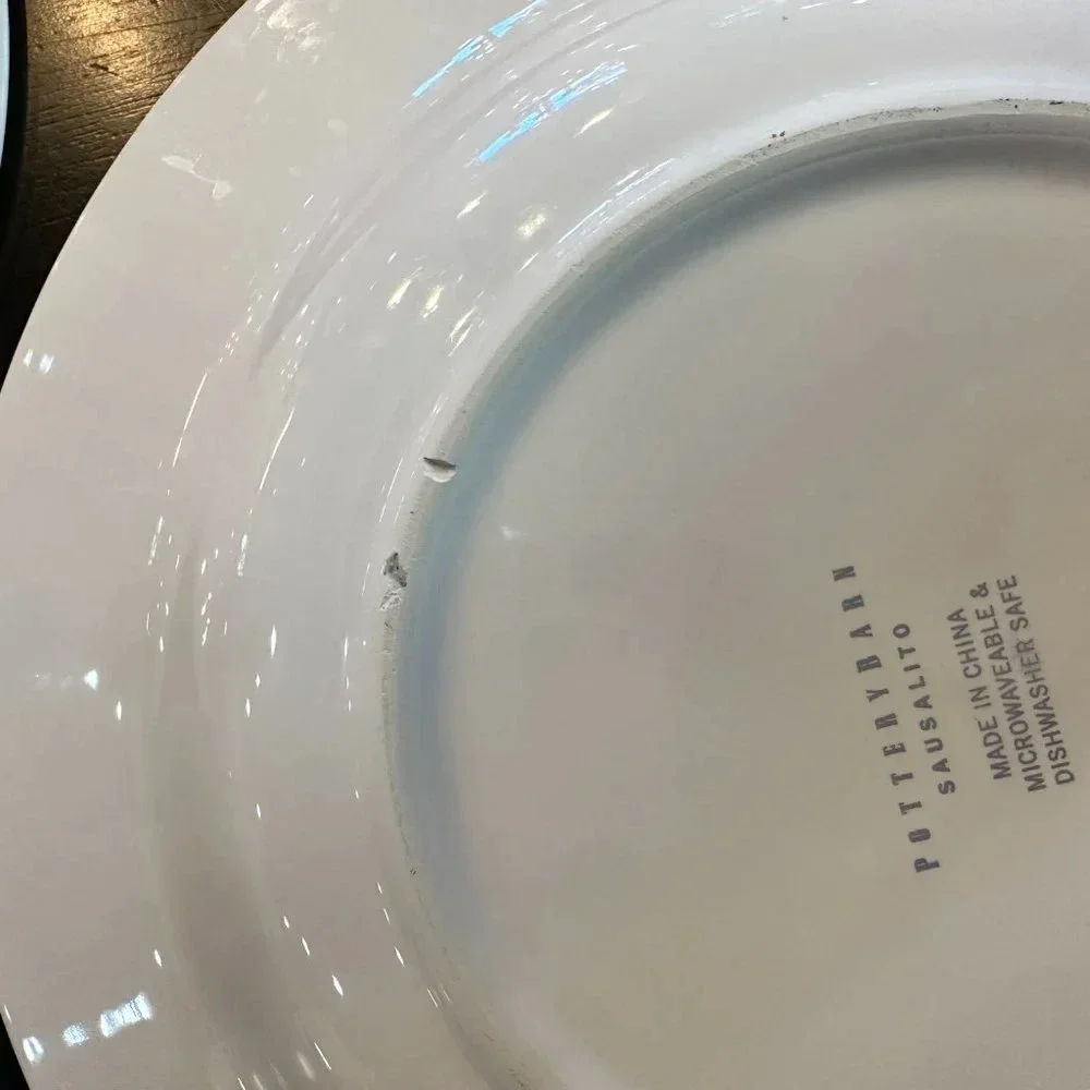 3 Pottery Barn Sausalito Plates - Dinner & Side/Soup/Rimmed Bowl White